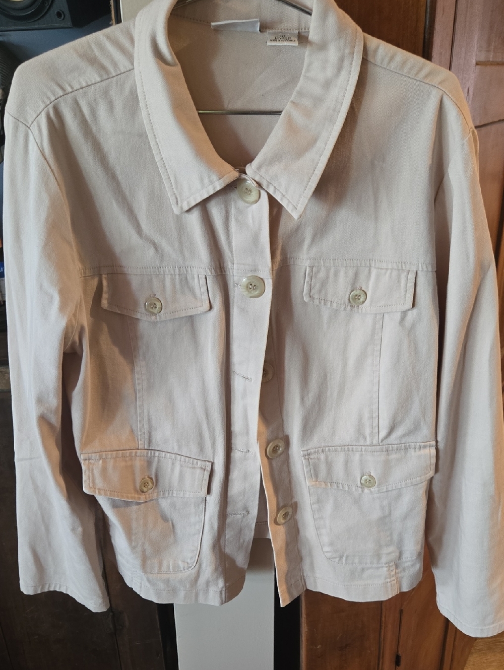 Kim Rogers Cream Utility Jacket with Four Front Pockets